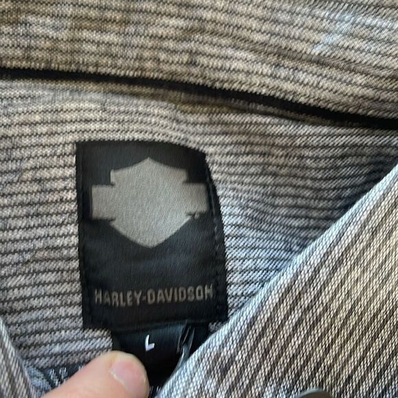 New Harley Davidson Striped Mechanic’s Shirt L - Picture 8 of 9